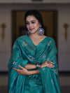 Pure Handloom Khadi Cotton Hand-Dyed Batik Pattern Salwar Kameez Dupatta Set-Green (Dual Shade)