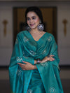 Pure Handloom Khadi Cotton Hand-Dyed Batik Pattern Salwar Kameez Dupatta Set-Green (Dual Shade)