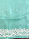 Banarasee Pure Organza Silk Saree With Floral Resham Embroidery-Sea Green