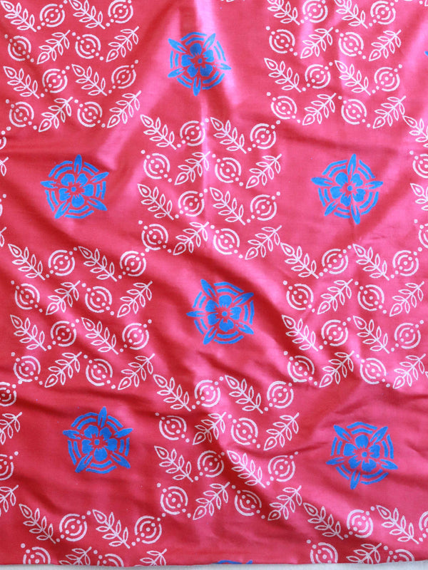 Handloom Block Printed Cotton Silk Salwar Kameez Dupatta Set-Red