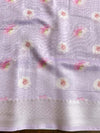 Banarasee Handloom Chanderi Digital Print Saree With Silver Zari Design-Lavender