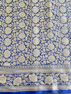 Banarasee Handwoven Semi Silk Saree With Silver Zari Border-Blue