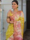 Bhagalpur Cotton Silk Ghichha Work Hand-Dyed Shibori Pattern Saree-Multicolor