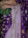 Banarasee Handloom Mashru Silk Saree With Jaal Design & Lace Border-Violet
