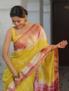 Bhagalpur Cotton Silk Ghichha Work Hand-Dyed Shibori Pattern Saree-Multicolor