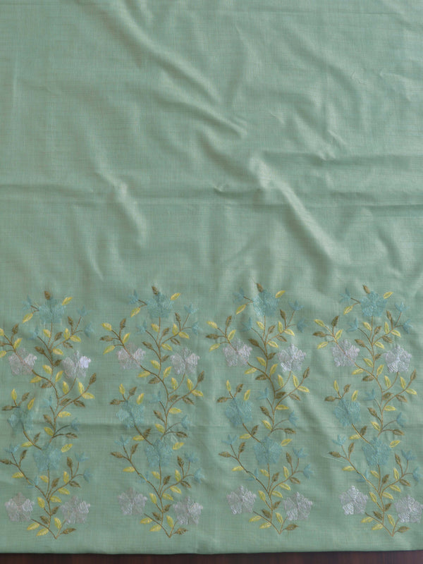 Handloom Khadi Cotton Embroidery Salwar Kameez Dupatta Set-Green