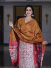 Pure Handloom Khadi Cotton Hand-Dyed Batik Pattern Salwar Kameez Dupatta Set-Dark Mustard & Pink