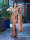 Bhagalpuri Handloom Cotton Silk Saree With Stripe Design-Light Brown