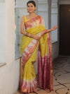 Bhagalpur Cotton Silk Ghichha Work Hand-Dyed Shibori Pattern Saree-Multicolor