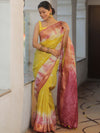 Bhagalpur Cotton Silk Ghichha Work Hand-Dyed Shibori Pattern Saree-Multicolor