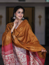 Pure Handloom Khadi Cotton Hand-Dyed Batik Pattern Salwar Kameez Dupatta Set-Dark Mustard & Pink