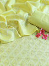 Handloom Khadi Cotton Embroidery Salwar Kameez Dupatta Set-Yellow