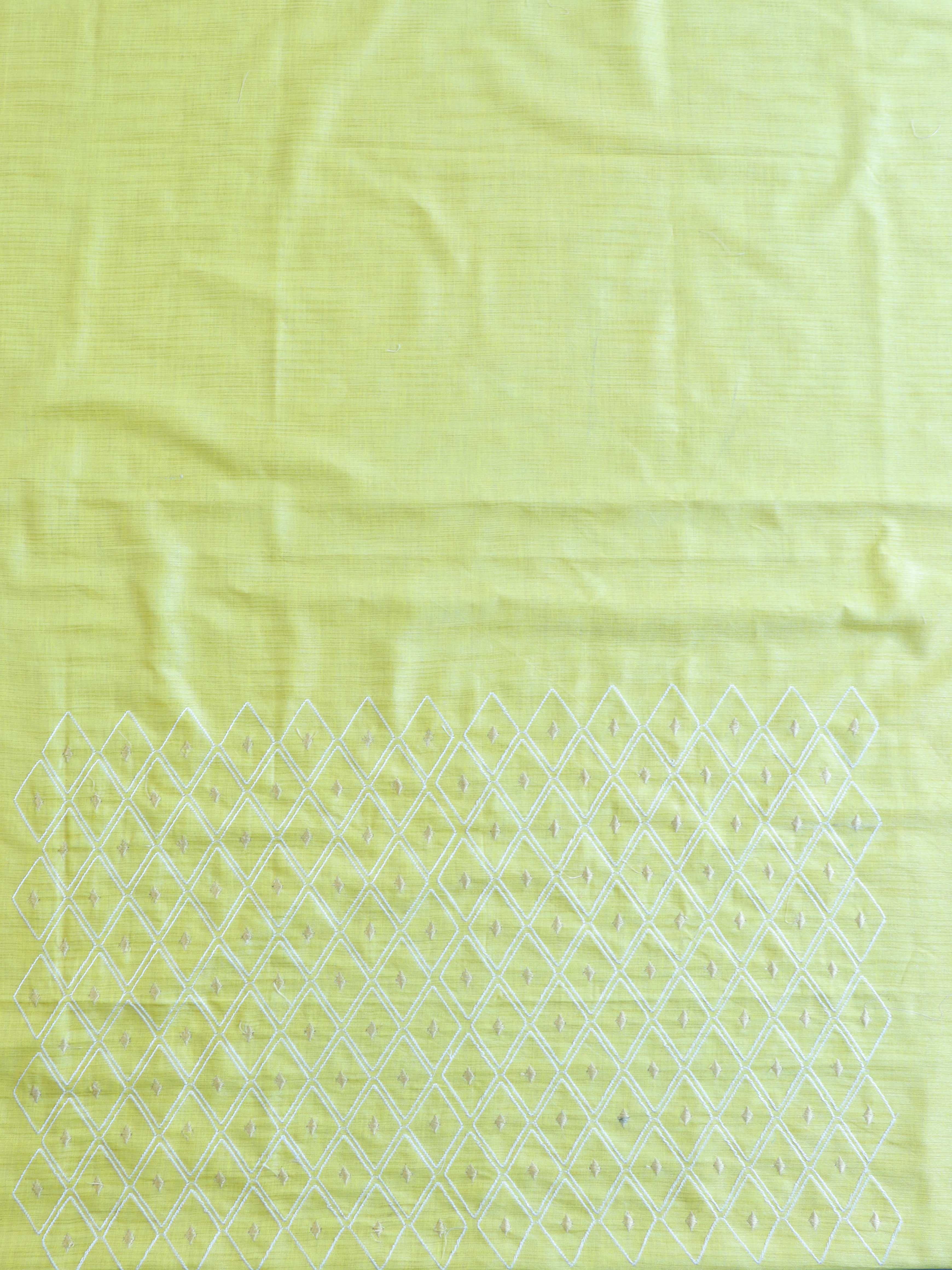 Handloom Khadi Cotton Embroidery Salwar Kameez Dupatta Set-Yellow