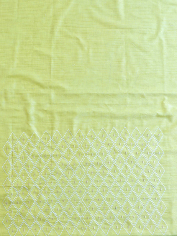 Handloom Khadi Cotton Embroidery Salwar Kameez Dupatta Set-Yellow