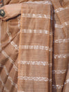 Bhagalpuri Handloom Cotton Silk Saree With Stripe Design-Light Brown