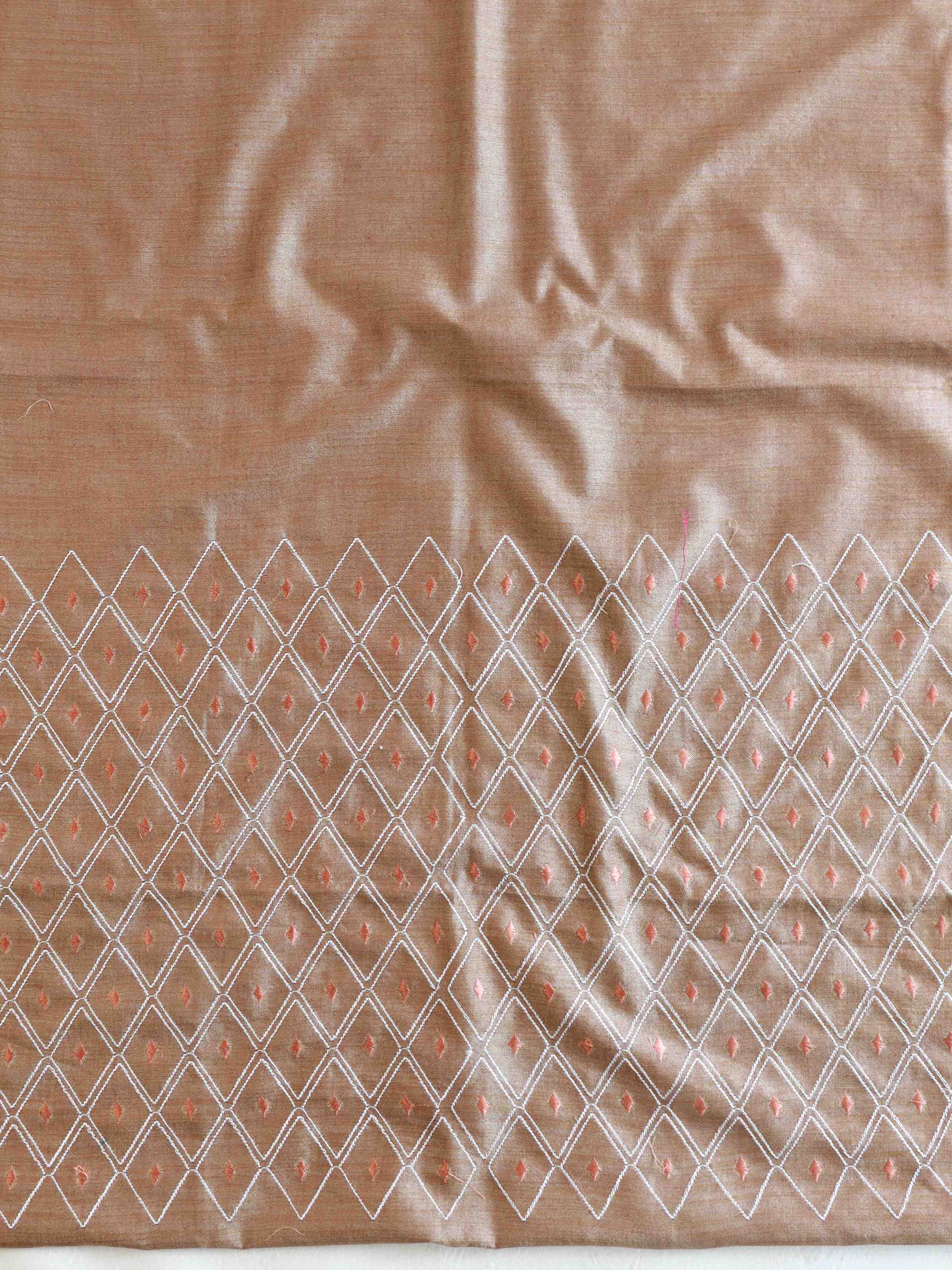 Handloom Khadi Cotton Embroidery Salwar Kameez Dupatta Set-Brown