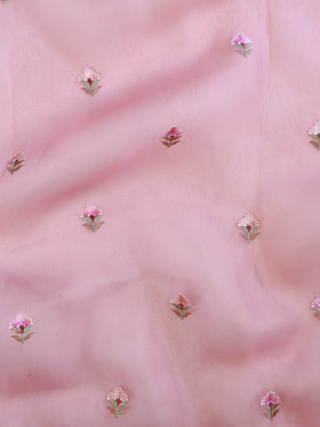 Banarasee Pure Organza Silk Saree With Floral Resham Embroidery-Pink