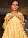 Banarasee Salwar Kameez Semi Katan Silk Fabric With Zari Work-Yellow