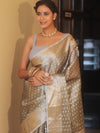 Banarasee Handwoven Tissue Saree With Zari Buta-Grey