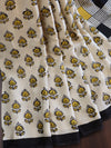 Banarasee Handloom Modal Silk Block Print Saree-Beige