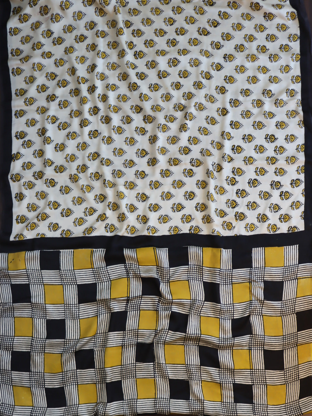 Banarasee Handloom Modal Silk Block Print Saree-Beige