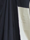 Banarasee Handloom Plain Cotton Silk Saree With Contrast Pallu-Black