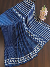 Banarasee Handloom Modal Silk Block Print Saree-Blue