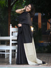 Banarasee Handloom Plain Cotton Silk Saree With Contrast Pallu-Black