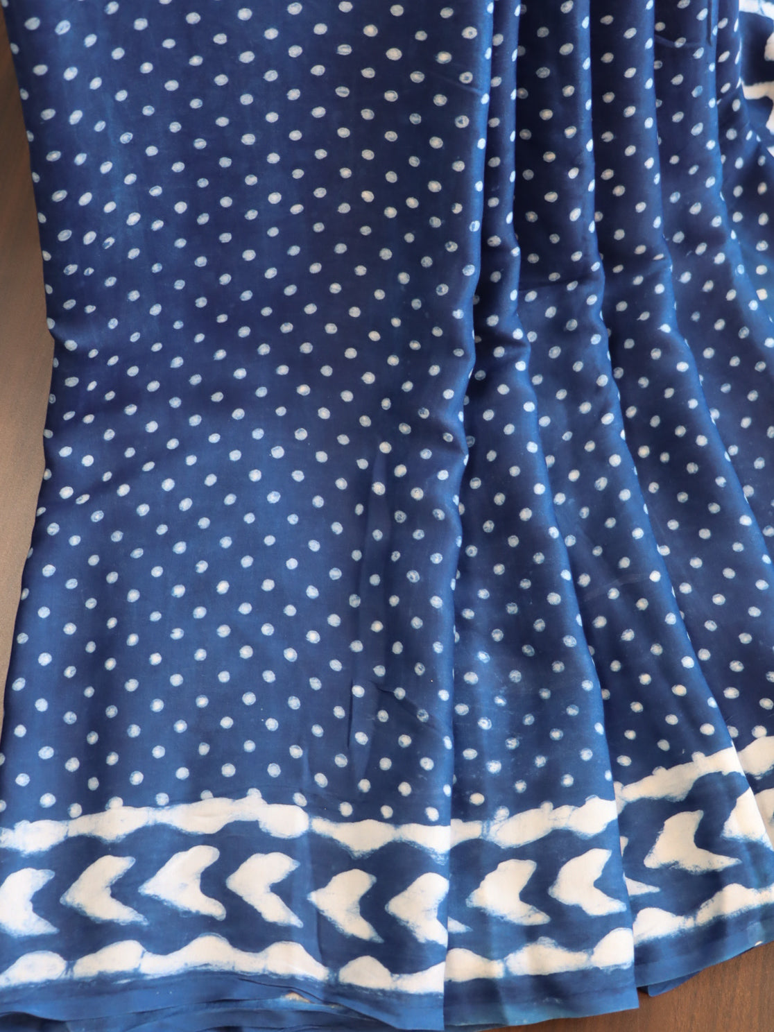 Banarasee Handloom Modal Silk Block Print Saree-Blue
