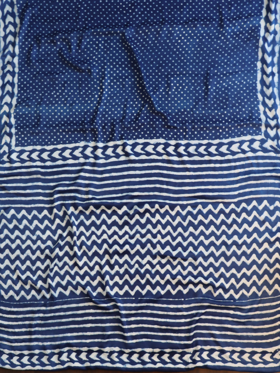 Banarasee Handloom Modal Silk Block Print Saree-Blue