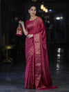 Banarasee Handwoven Georgette Saree With Zari Buta Design & Floral Border-Pink