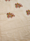 Banarasee Pure Organza Silk Saree With Floral Resham Embroidery-Cream