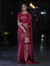 Banarasee Handwoven Georgette Saree With Zari Buta Design & Floral Border-Pink