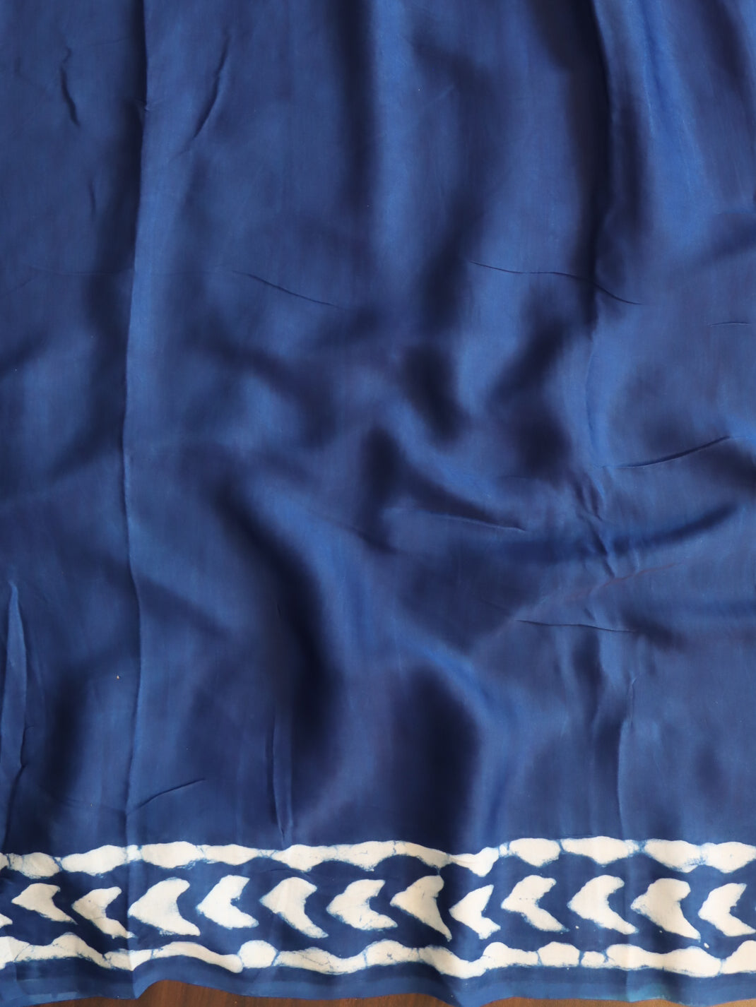 Banarasee Handloom Modal Silk Block Print Saree-Blue