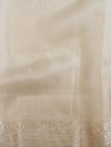 Banarasee Pure Organza Silk Saree With Floral Resham Embroidery-Cream