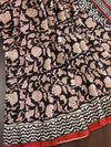 Banarasee Handloom Modal Silk Block Print Saree-Black