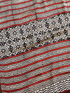 Banarasee Handloom Modal Silk Block Print Saree-Black