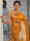 Banarasee Handwoven Striped Tissue Saree-Yellow