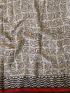 Banarasee Handloom Modal Silk Block Print Saree-Black