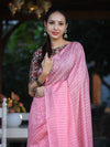 Bhagalpur Handloom Semi Silk Saree With Stripes Design-Light Pink