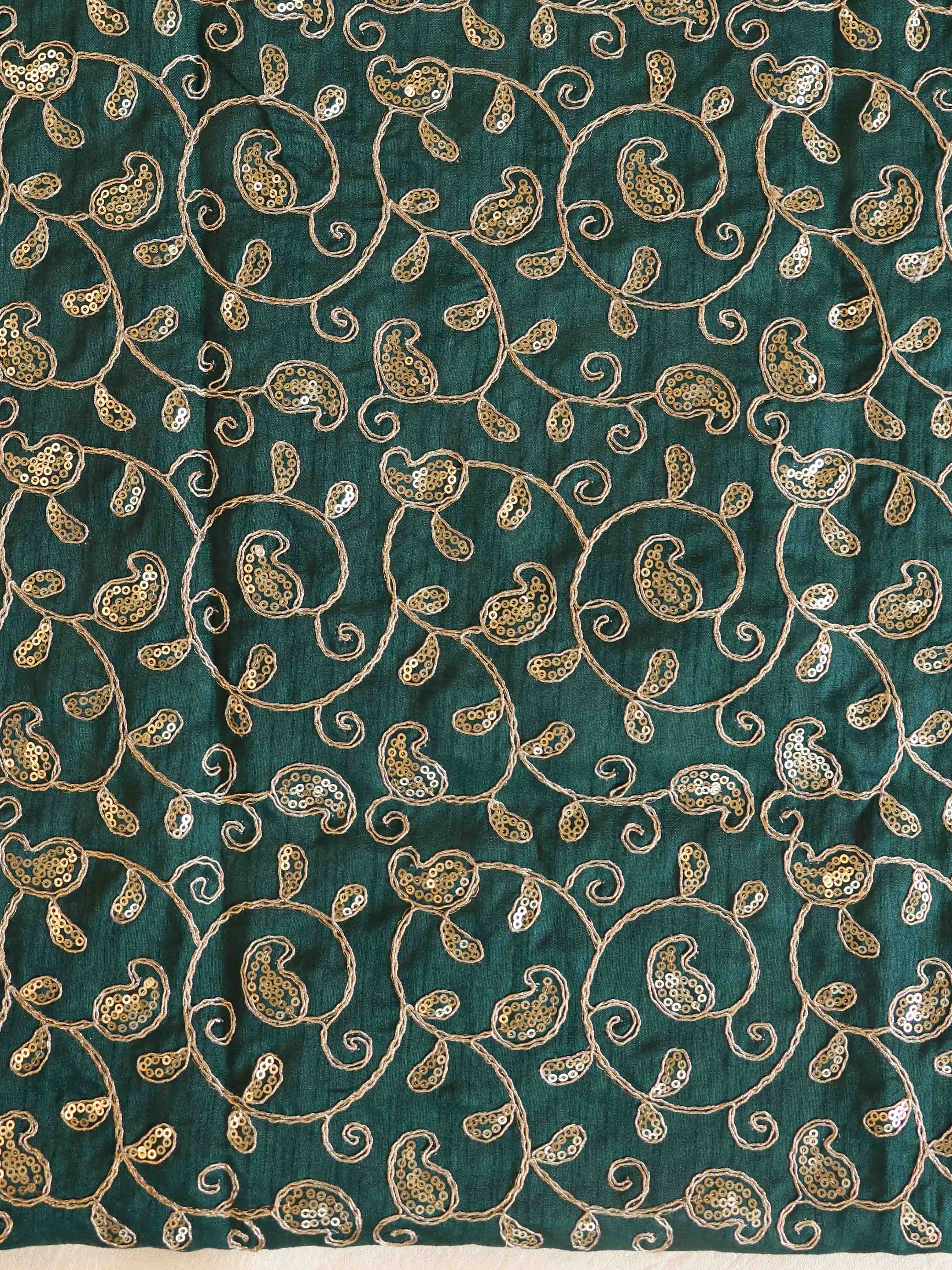 Banarasee Georgette Embroidered Lehariya Print Saree-Teal Green