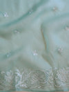 Banarasee Pure Organza Silk Saree With Floral Resham Embroidery-Sea Green