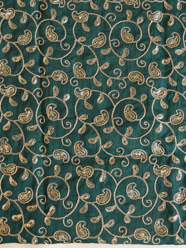 Banarasee Georgette Embroidered Lehariya Print Saree-Teal Green