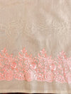 Banarasee Pure Organza Silk Saree With Floral Resham Embroidery-Peach