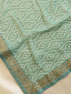 Banarasee Georgette Embroidered Chunari Print Saree-Pastel Green