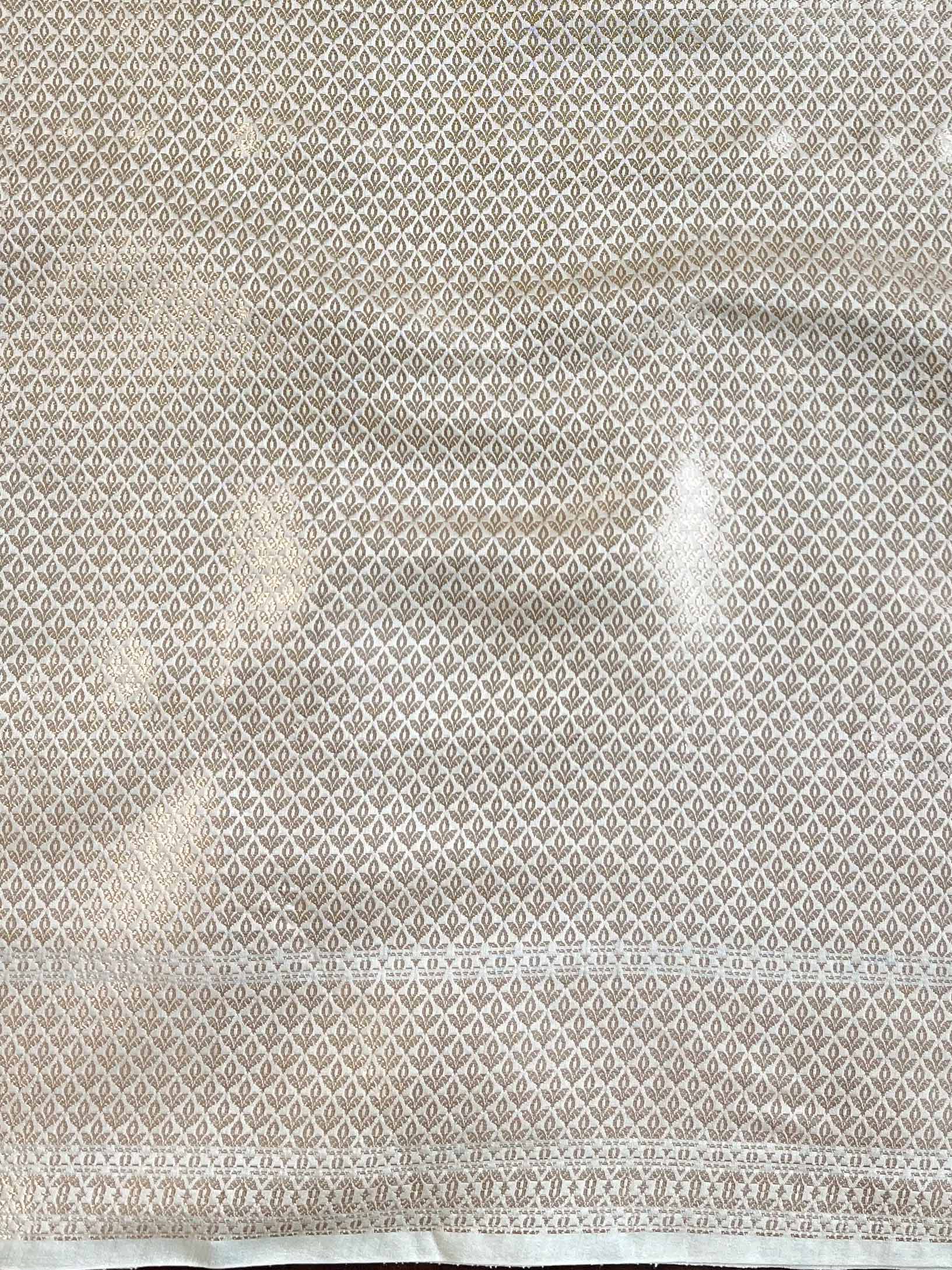 Banarasee Handloom Pure Chiniya Silk Saree With Zari & Meena Work-White
