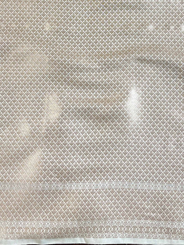 Banarasee Handloom Pure Chiniya Silk Saree With Zari & Meena Work-White