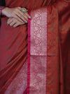 Banarasee Jamewar Tanchoi Soft Silk Saree with Contrast Border-Rust & Magenta