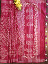 Bhagalpur Handloom Pure Linen Cotton Batik Pattern Saree-Pink