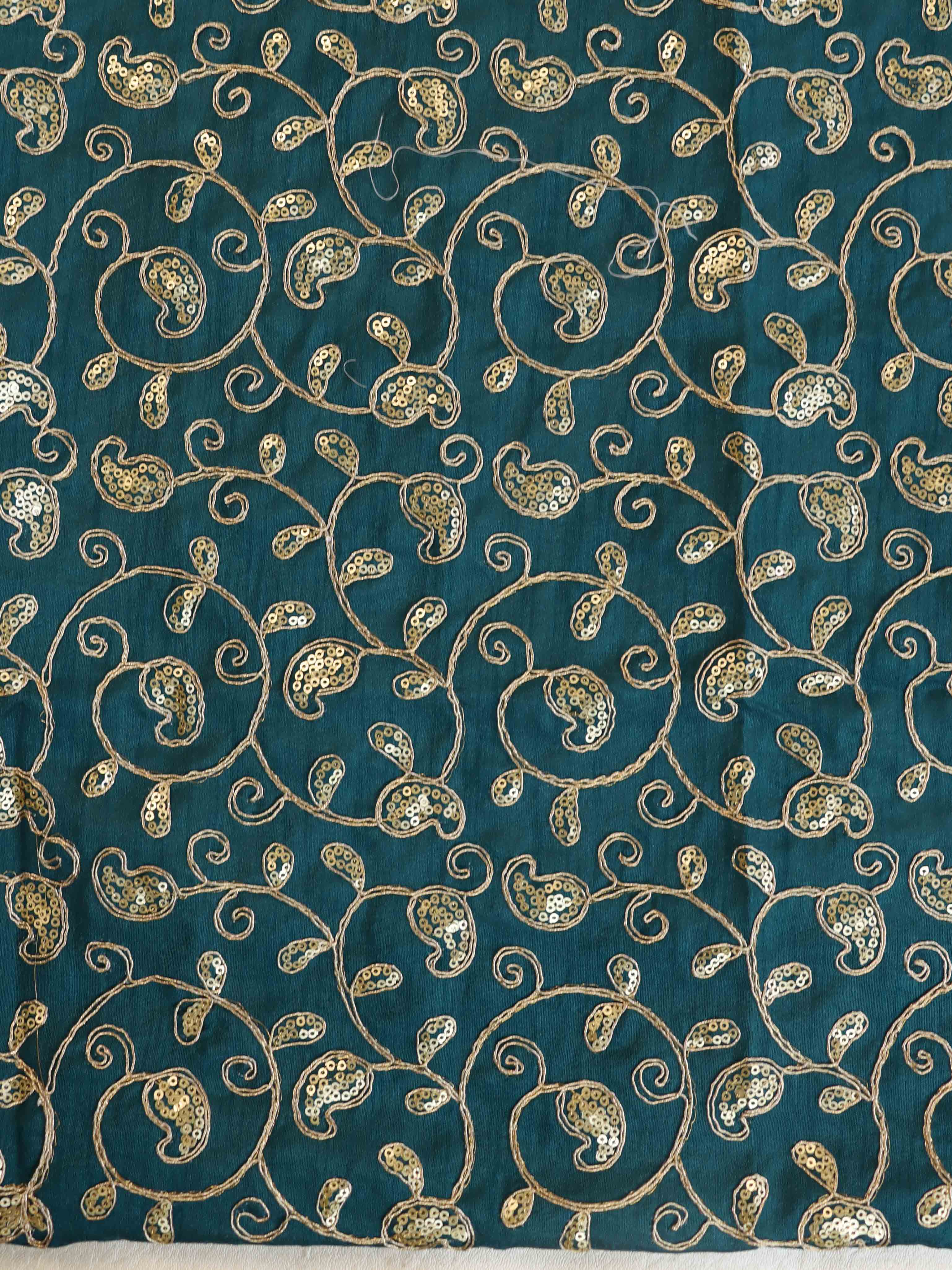 Banarasee Georgette Embroidered Lehariya Print Saree-Teal Blue